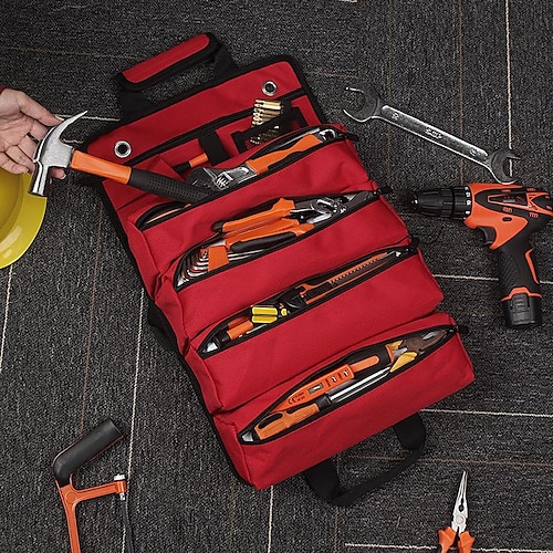 Working Tool Bag Roll Tool Roll Multi-Purpose Tool Roll Up Bag Wrench Roll  Pouch Hanging Tool Zipper Carrier Tote