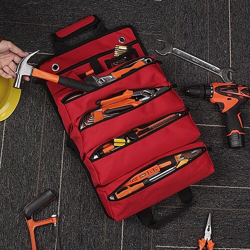 Working Tool Bag Roll Tool Roll Multi-Purpose Tool Roll Up Bag Wrench Roll  Pouch Hanging Tool Zipper Carrier Tote