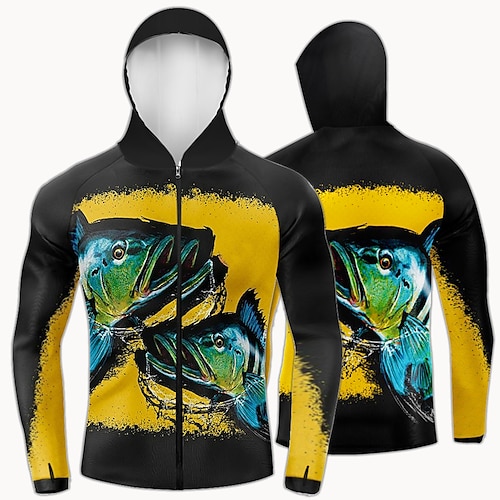 

Hombre La chaqueta con capucha Con Capucha Exterior Manga Larga Protección UV Transpirable Ligero Reductor del Sudor Secado rápido Chaqueta Camiseta Verano Primavera Exterior Pesca Amarillo