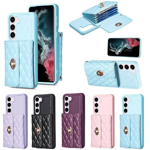 

telefon Etui Til Samsung Galaxy Bagcover S23 Ultra Plus S22 S21 Plus Ultra A14 A34 A54 A12 A52 A13 Støddæmperramme Helkropsbeskyttelse Støvsikker Ensfarvet TPU PU Læder