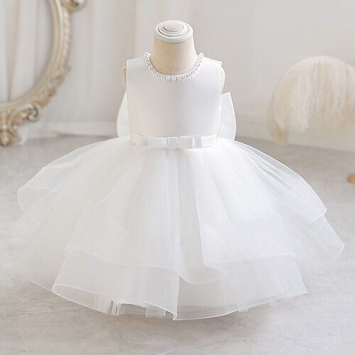 

Bambino Da ragazza Vestito da festa Tinta unica Vestito da festa Al ginocchio Vestito Matrimonio Schiena scoperta Girocollo Senza maniche Adorabile Vestito 4-12 anni Primavera Bianco Rosa Blu