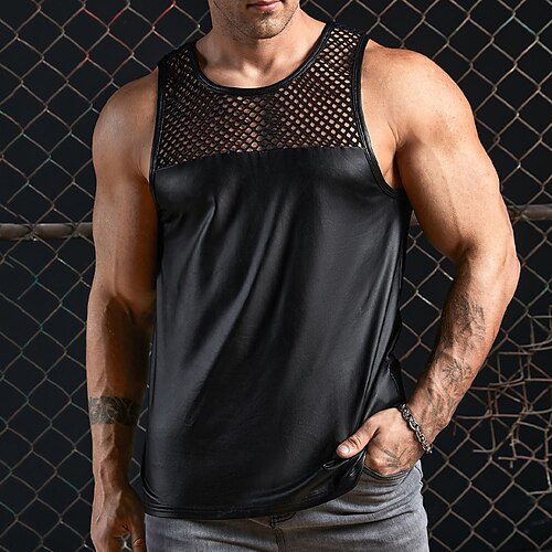 

Herre Tanktop Vest Top Underskorte Hollow Out Tank Top Ærmeløs skjorte Vanlig Rund Hals Sport & Udendørs Ferierejse Uden ærmer Tøj Mode Daglig Sport