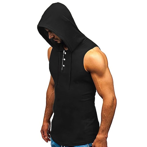 

Herren Tank Top Shirt Unterhemden Ärmelloses Hemd Glatt Mit Kapuze Sport Natur Urlaub Ärmellos Kordelzug Bekleidung Modisch Täglich Sport