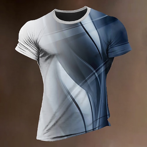 

Herre T-shirt Grafisk Geometrisk Rund hals Tøj 3D-udskrivning udendørs Daglig Kortærmet Trykt mønster Mode Designer Årgang