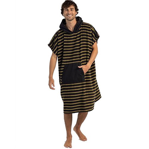 

Herre lounge Morgenkåper Badekjole 1 pcs Stripe Fritid Komfort Strand Bading Polyester Komfort Hettegenser Lomme Sommer Vår Svart Blå