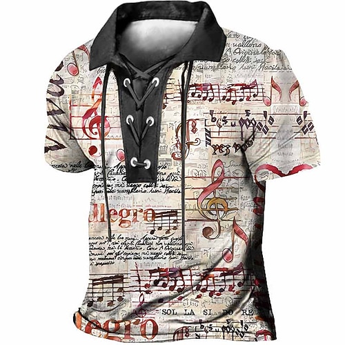 

Herre POLO Trøje Golftrøje Grafiske tryk Årgang Musik Noder Aftæpning Rød Blå Grøn Grå udendørs Gade Kortærmet Snørelukning Trykt mønster Tøj Sport Mode Gade Designer