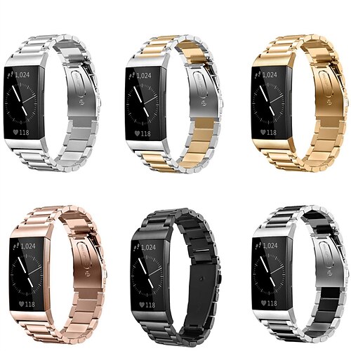 

Correa de Smartwatch Compatible con Fitbit Charge 4 / Charge 3 / Charge 3 SE Acero Inoxidable Reloj inteligente Correa Cierre Metálico Ajustable Reemplazo Pulsera