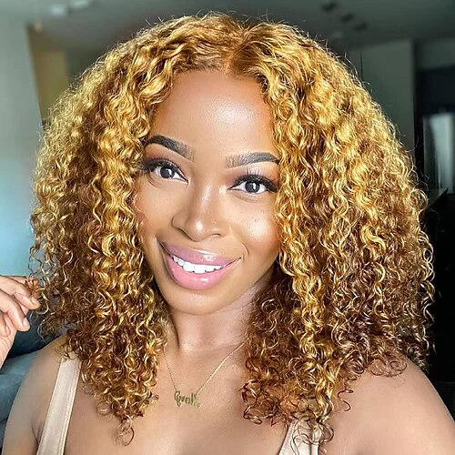 

highlight krøllete parykker menneskehår 13x4x1 tpart hd blonder frontal parykk ombre blonder frontparykker menneskehår ferdig plukket med babyhår 4/27 ombre parykker menneskehår