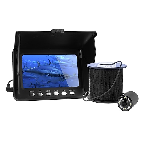 

Nouveau 8 lumières LED marche/arrêt vidéo visible détecteur de poisson sur glace caméra de pêche ir vision nocturne moniteur couleur hd 5 pouces kit de caméra de pêche sous-marine 20 mètres avec