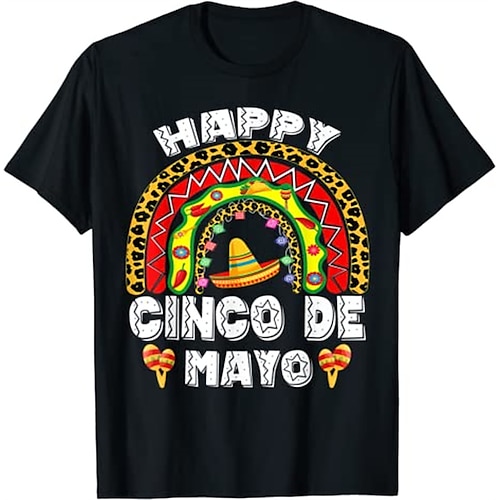 

Mexican Tee Cinco de Mayo Fiesta T-shirt Print Street Style T-shirt For Men's Women's Unisex Adults' Hot Stamping 100% Cotton Casual Daily