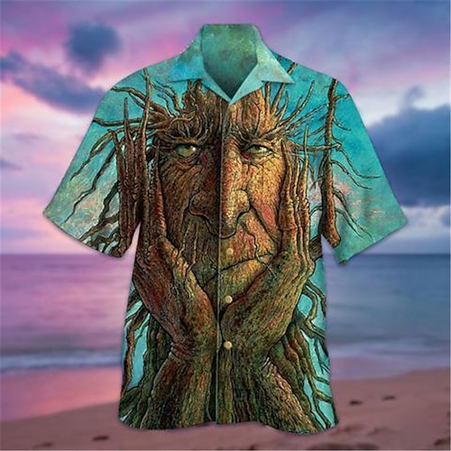 

Hombre Camisa camisa hawaiana Estampados Monstruo Collar Cubano Azul Piscina Exterior Casual Manga Corta Estampado Ropa Deportes Moda Ropa de calle Design