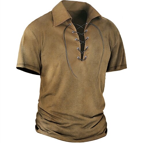 

Per uomo POLO Camicia da golf Golf Informale Per eventi Bavero Manica corta Di tendenza Essenziale Liscio Lacci Estate Standard Marrone POLO