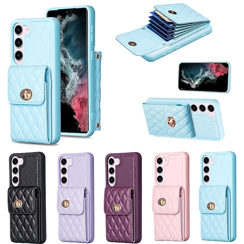 

telefon Etui Til Samsung Galaxy Bagcover S23 Ultra Plus S22 S21 Plus Ultra A14 A34 A54 A12 A52 A13 Støddæmperramme Helkropsbeskyttelse Støvsikker Ensfarvet TPU PU Læder