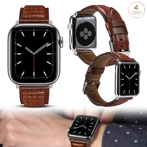 

Lederband Kompatibel mit Apple Watch Armband 38mm 40mm 41mm 42mm 44mm 45mm 49mm Metallverschluss Luxus Verstellbar Echtes Leder Ersatzarmband für iwatch Series Ultra 8 7 6 5 4 3 2 1 SE