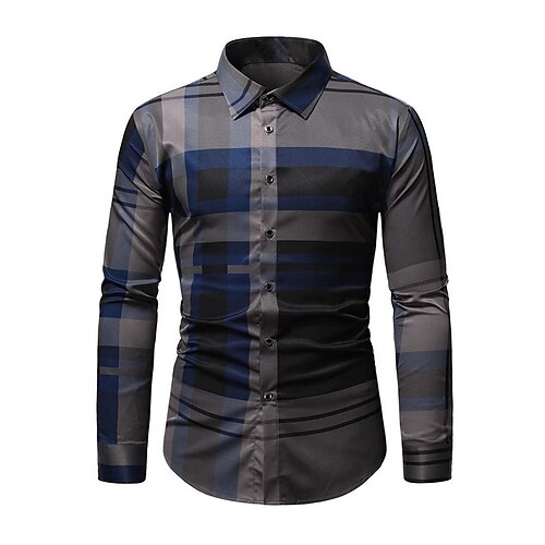 

Per uomo Camicia Camicia con bottoni Camicia estiva Maglietta informale Blu Marrone Manica lunga A quadri Bavero Giornaliero Da mare Abbigliamento Di tendenza Informale Comodo