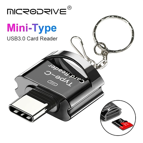 

1 pc type-c vers micro sd tf otg adaptateur mini lecteur de carte mémoire intelligent portable pour téléphone portable pc (carte tf non incluse)