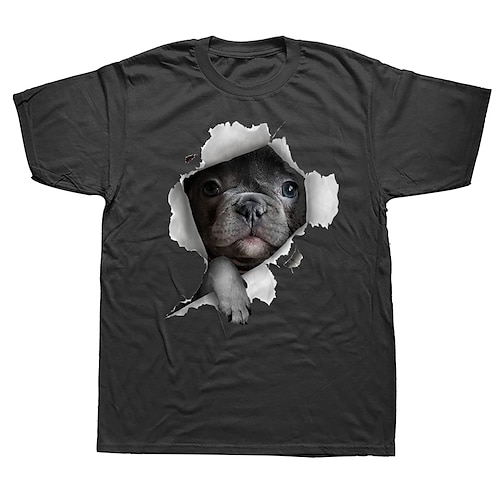 

Animal Bulldog francês Japonesa/Curta Imprimir Estilo de rua Camiseta Para Homens Mulheres Unisexo Adulto Hot Stamping 100% algodão Casual / Diário