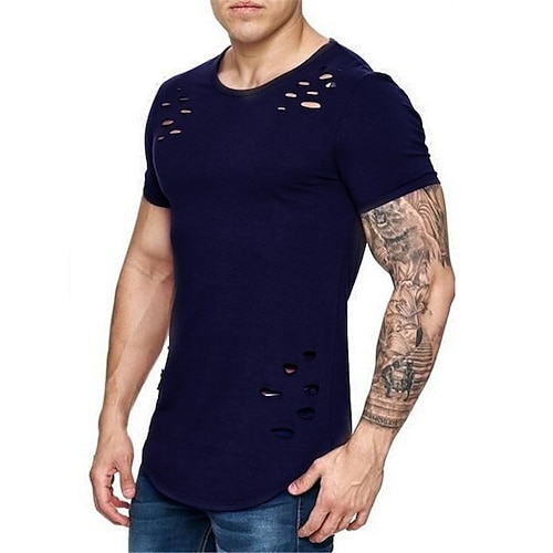 

Per uomo maglietta T-shirt Liscio Girocollo Strada Da mare Maniche corte Strappato Abbigliamento Di tendenza Originale Essenziale