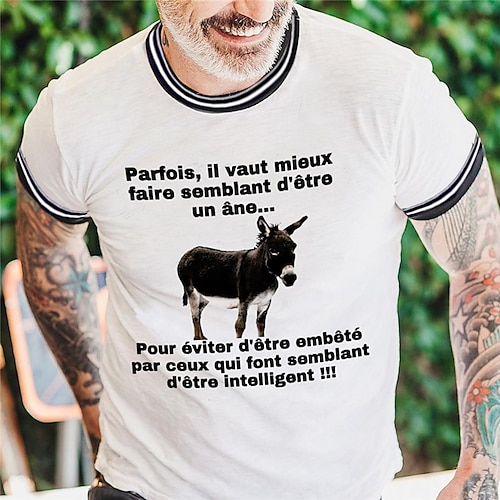 

Homme T shirt Tee Animal Lettre Imprimés Photos Col Ras du Cou Extérieur Plein Air Manche Courte Imprimer Vêtement Tenue Sportif Design Décontractées Grand et grand