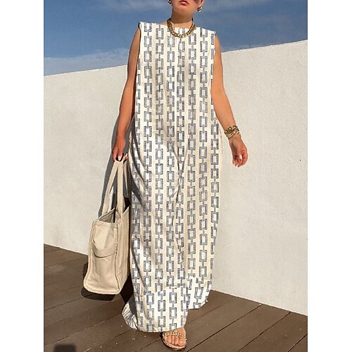 

Per donna Tuta Stampa Fantasia geometrica Girocollo Streetwear Strada Giornaliero Standard Senza maniche Bianco Blu Marrone S M L Estate