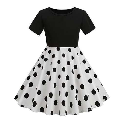 

Audrey Hepburn Retro Vintage 1950s Swing Dress Flare Dress Girls' Kid's Costume Vintage Cosplay Casual Daily Dress