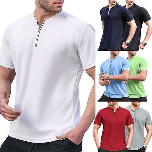 

Herre POLO T-skjorte Golf skjorte Avslappet Ferie Quarter Zip Kortermet Mote Grunnleggende عادي Quarter Zip Sommer Normal Svart Hvit Vin Mørk Marineblå Himmelblå Grønn POLO T-skjorte