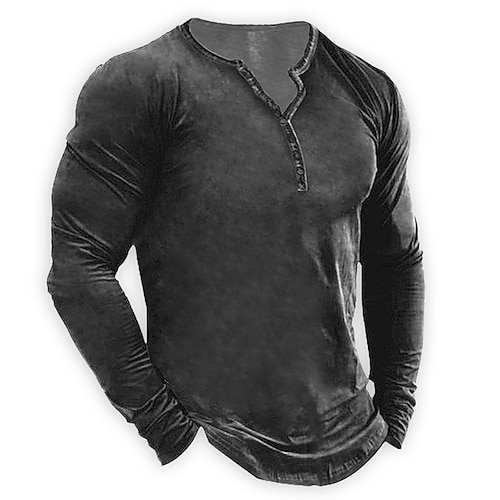 

Herren Henley Shirt langarmshirt Schlicht / Fest Henley Strasse Urlaub Langarm Button-Down Bekleidung Designer Basic Moderne zeitgenössische