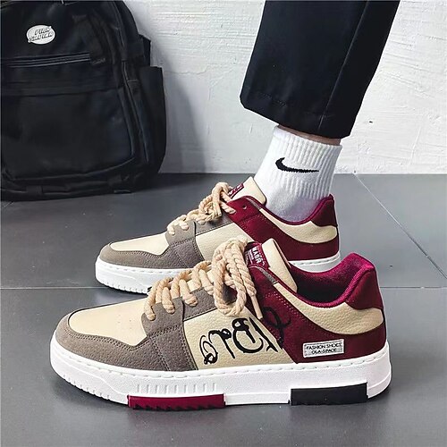 

Herre Unisex Sko Kondisko Sporty look Komfort Sko Sporty Afslappet Hjem Daglig Gang Syntetisk læder Ankelstøvler Bourgogne Mørkeblå Beige Hældning Forår Efterår