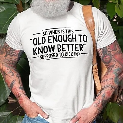 

Herre T skjorte Grafisk Bokstaver Crew-hals Klær 3D-utskrift utendørs Daglig Kortermet Trykt mønster Mote Designer Årgang Old Man T-skjorter
