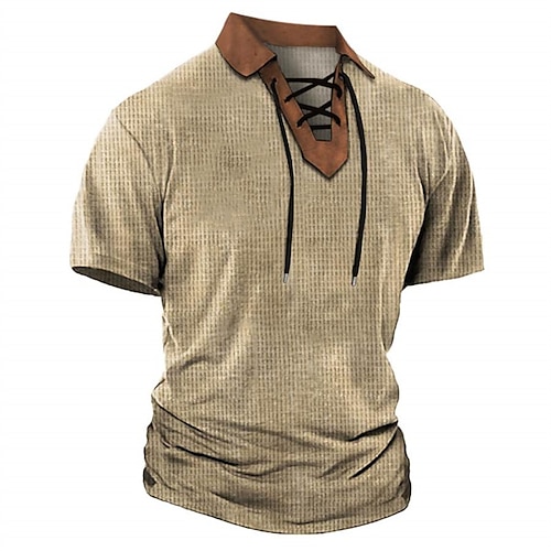 

Per uomo POLO Camicia da golf Golf Informale Per eventi Bavero Manica corta Di tendenza Essenziale Color Block Lacci Estate Standard Marrone POLO