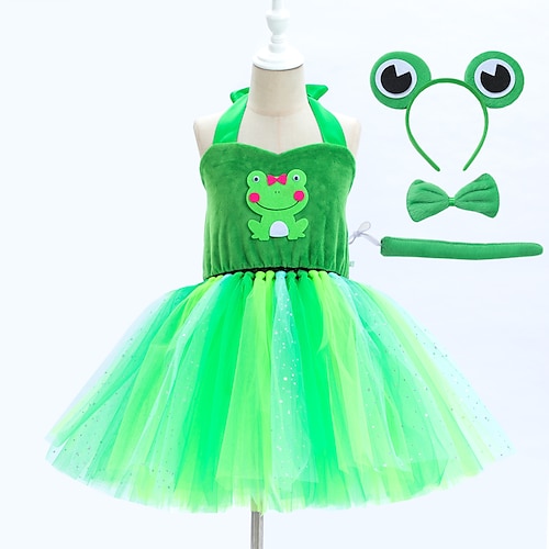 

Animal Vestidos Traje de cosplay Disfraz de animales Niños Chica Cosplay Casual Festival / Vacaciones Organdí Coral Velve Verde Trébol Fácil Traje carnaval