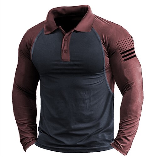 

Per uomo POLO Camicia da golf Golf Informale Per eventi Bavero Classico Manica lunga Di tendenza Essenziale Color Block Pulsante Estate Standard Rosso fuoco POLO