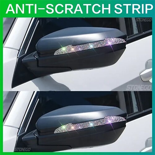 

3pc borda da porta do carro tiras de proteção anti-riscos de diamante espelho retrovisor protetor anti-colisão adesivo protetor de pára-choques barra de placa stonego