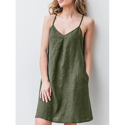 

Per donna loungewear Camicia da notte Vestiti Colore puro Di tendenza Semplice Morbido Strada Appuntamento Aeroporto Cotone Traspirante cinghie Senza maniche Schiena scoperta Estate Primavera Verde