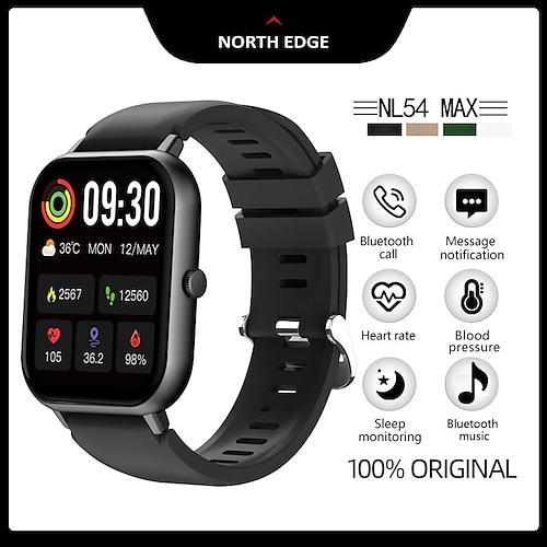 

NORTH EDGE NL54 MAX Smart Watch 1.83 inch Smartwatch Fitness Running Watch Bluetooth Pedometer Call Reminder Sleep Tracker Compatible with Android iOS Women Men Long Standby Hands-Free Calls Media