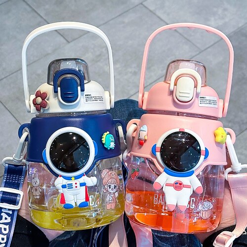 

astronauta copo espacial infantil copo de plástico para meninos escola de grau alimentício copo de água com canudo especial copo de barriga grande portátil para mulheres