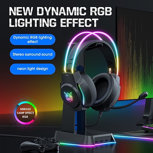 

x26 headwear auriculares para juegos luces rgb computadora esports juegos reducción de ruido música auriculares de graves pesados