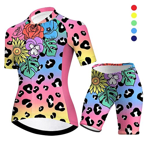 

21Grams Per donna Maglia con pantaloncini da ciclismo Manica corta Ciclismo da montagna Cicismo su strada Giallo Rosa Blu Pop art Botanico floreale Bicicletta Traspirazione umidità Asciugatura rapida