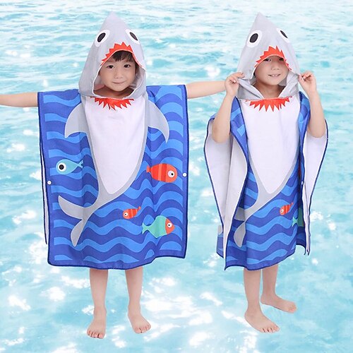 

Microfiber Cape Bath Towel Cartoon Printing Kids Hooded Bath Towel Wearable Absorbent Cape Beach Towel