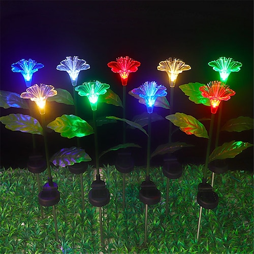 

solaire fibre optique bégonia fleur lanterne cour extérieure jardin lanterne led décoratif coloré lanterne jardin étanche atmosphère sol insertion pelouse