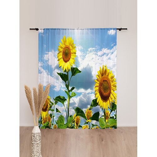 

Paneles de cortinas florales con ojales/cortinas con ojales para sala de estar, dormitorio, cortina de granja para cocina, balcón, puerta, ventana, tratamientos, oscurecimiento de la habitación