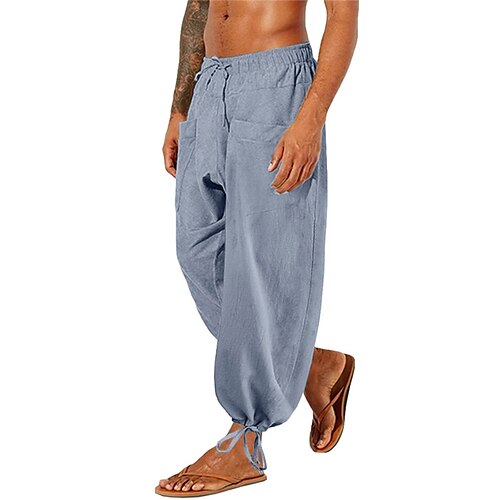 

Per uomo Pantaloni di lino Pantaloni Pantaloni estivi Pantaloni da spiaggia A cordoncino Vita elastica Coulisse sulle gambe Liscio Comfort Traspirante Informale Giornaliero Per eventi Misto cotone e