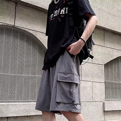 

Herren Cargo Shorts Kurze Hosen Shorts Kurze Hosen Sommer-Shorts Kordelzug Elastische Taille Glatt Atmungsaktiv Weich Casual Täglich Festtage Baumwollmischung Modisch Strassenmode Schwarz Grau