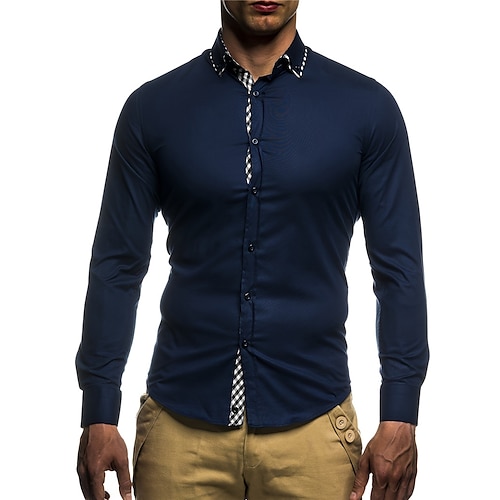 

Per uomo Camicia Camicia con bottoni Camicia estiva Maglietta informale Blu marino Blu Manica lunga Liscio Bavero Giornaliero Da mare Abbigliamento Di tendenza Informale Comodo