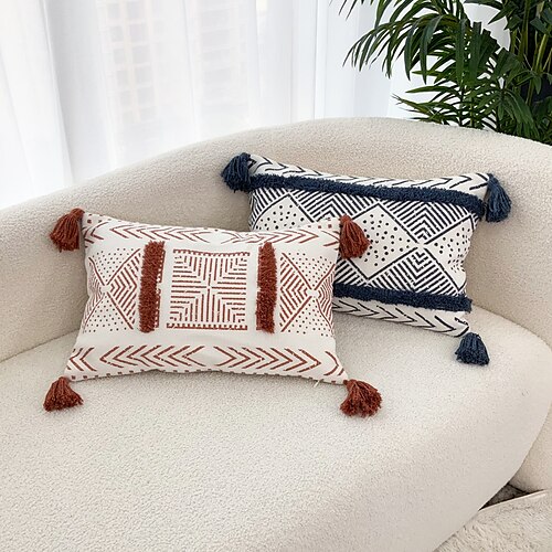 

Boho Tufted Pillow Cover 1PC Soft Ethnic Tassel for Bedroom Livingroom Sofa Couch Chair