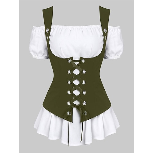 

Outlander Retro Vintage Góticas Medieval Renascentista Steampunk Vespa-Cintura Blusa / Camisa Corpete Mulheres Para Meninas Ocasiões Especiais Vintage Cosplay Espetáculo Palco Mascarilha Manga Curta