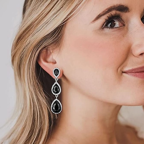 

1 par krystall dråpeformede øredobber for kvinnefest kveld morsdag akryl rhinestone legering
