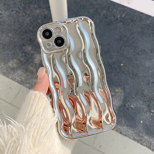 

Handy Hülle Handyhüllen Für Apple Ledertasche iPhone 14 13 12 Pro Max Plus Beschichtung Staubdicht Linien / Wellen TPU
