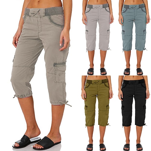 

Women's Cargo Pants Hiking Pants Trousers Work Pants Summer Outdoor Ripstop Breathable Quick Dry Multi Pockets Capri Pants Bottoms grey blue light ginger Hunting Fishing Climbing S M L XL 2XL