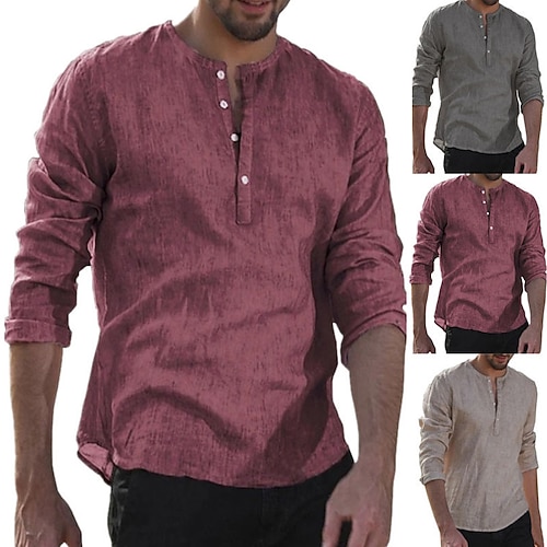 

Per uomo Camicia Camicia Henley Camicia estiva Maglietta informale Camicia da spiaggia Rosso Kaki Grigio Manica lunga Liscio Henley Giornaliero Da mare Abbigliamento Di tendenza Informale Comodo